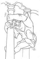 coloriage quasimodo glisse le long du poteau